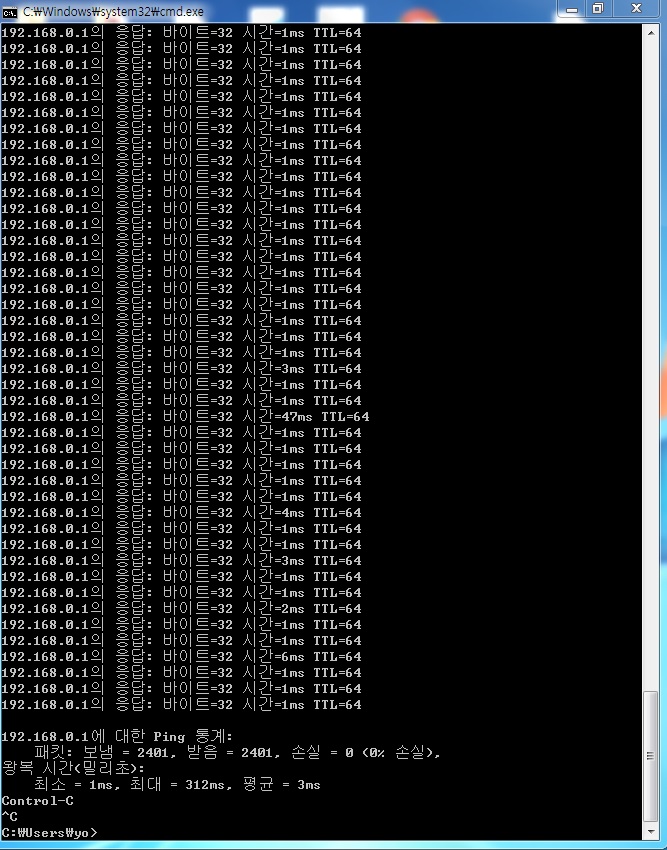 iptime N704BCM - ping test(using).jpg